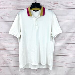 Gucci Cotton Piquet Striped Collar Short Sleeve Embroidered White Polo Shirt
